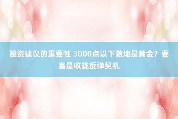 投资建议的重要性 3000点以下随地是黄金？要害是收拢反弹契机