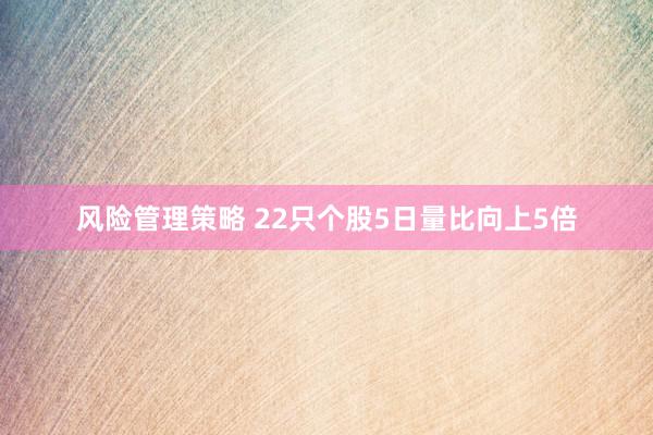 风险管理策略 22只个股5日量比向上5倍