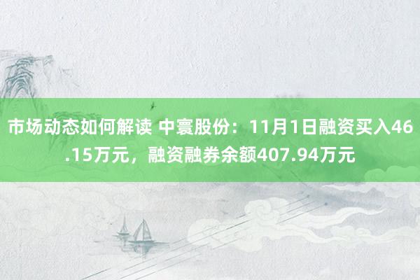 市场动态如何解读 中寰股份：11月1日融资买入46.15万元，融资融券余额407.94万元