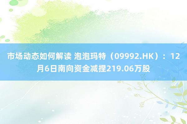 市场动态如何解读 泡泡玛特（09992.HK）：12月6日南向资金减捏219.06万股