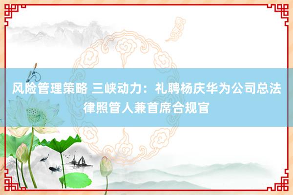 风险管理策略 三峡动力：礼聘杨庆华为公司总法律照管人兼首席合规官