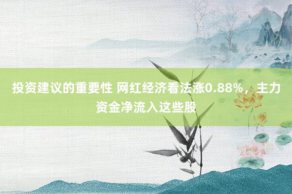 投资建议的重要性 网红经济看法涨0.88%，主力资金净流入这些股