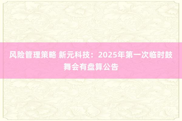 风险管理策略 新元科技：2025年第一次临时鼓舞会有盘算公告