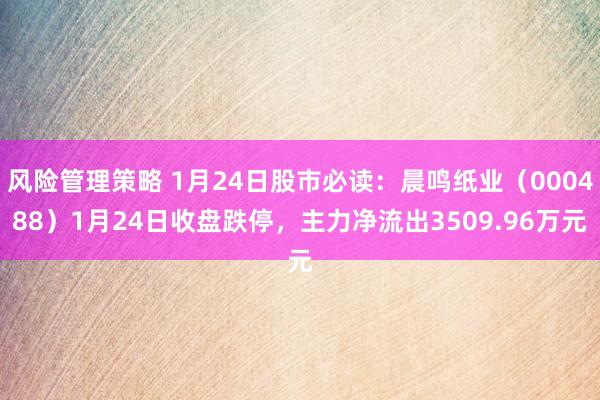 风险管理策略 1月24日股市必读：晨鸣纸业（000488）1月24日收盘跌停，主力净流出3509.96万元