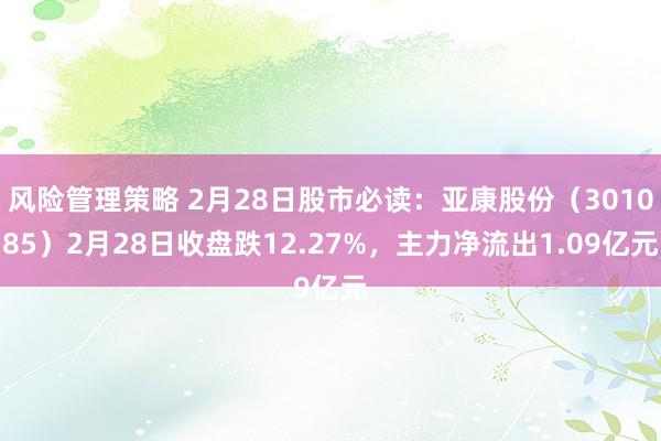 风险管理策略 2月28日股市必读：亚康股份（301085）2月28日收盘跌12.27%，主力净流出1.09亿元