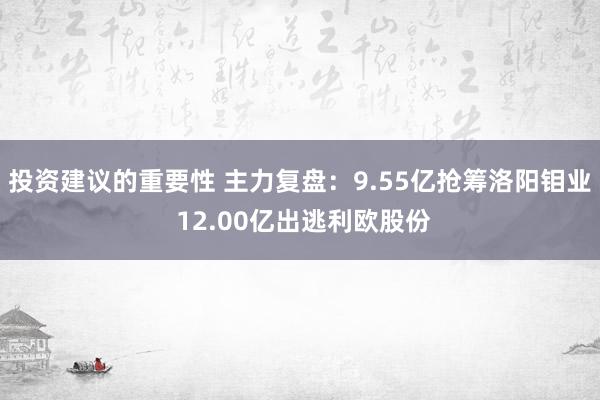 投资建议的重要性 主力复盘：9.55亿抢筹洛阳钼业 12.00亿出逃利欧股份