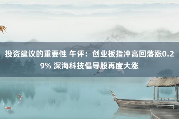 投资建议的重要性 午评：创业板指冲高回落涨0.29% 深海科技倡导股再度大涨