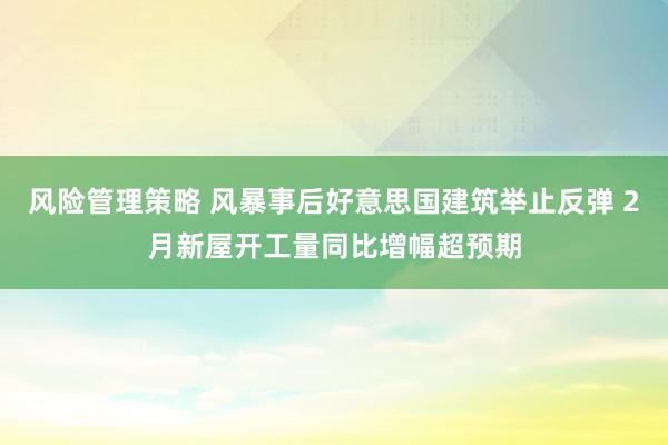 风险管理策略 风暴事后好意思国建筑举止反弹 2月新屋开工量同比增幅超预期