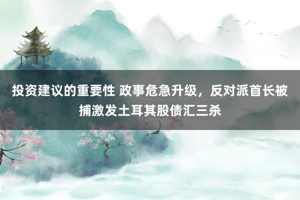 投资建议的重要性 政事危急升级，反对派首长被捕激发土耳其股债汇三杀